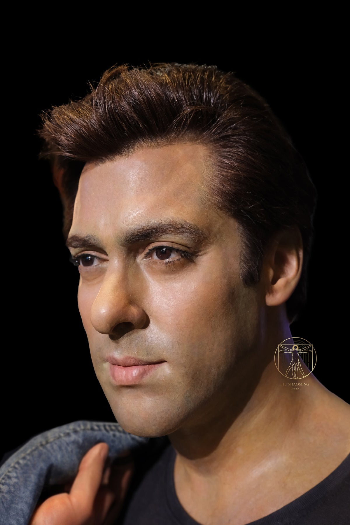 Detailed realistic portrait sculpture of Salman Khan featuring high-detail facial features