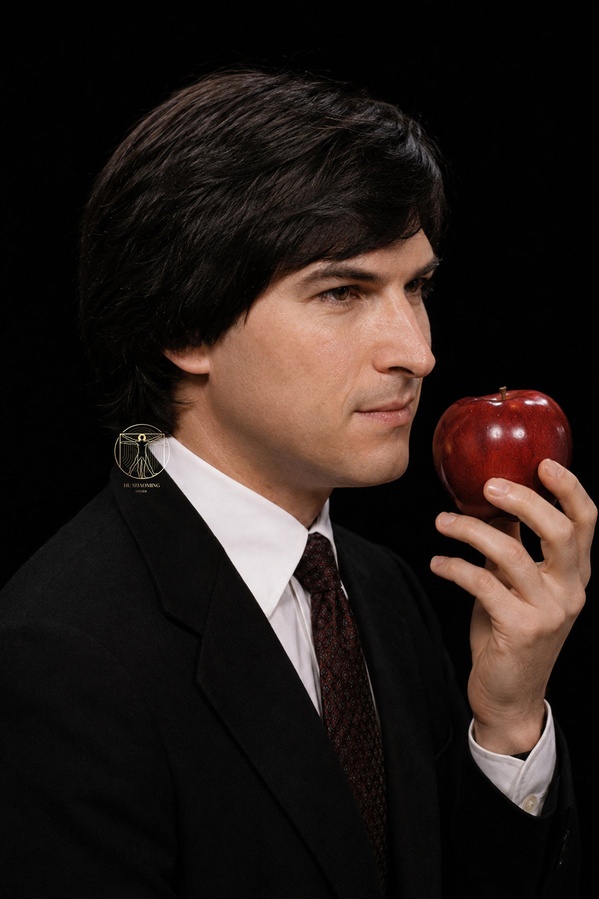 Realistic art sculpture portrait of young Steve Jobs from the early Macintosh era