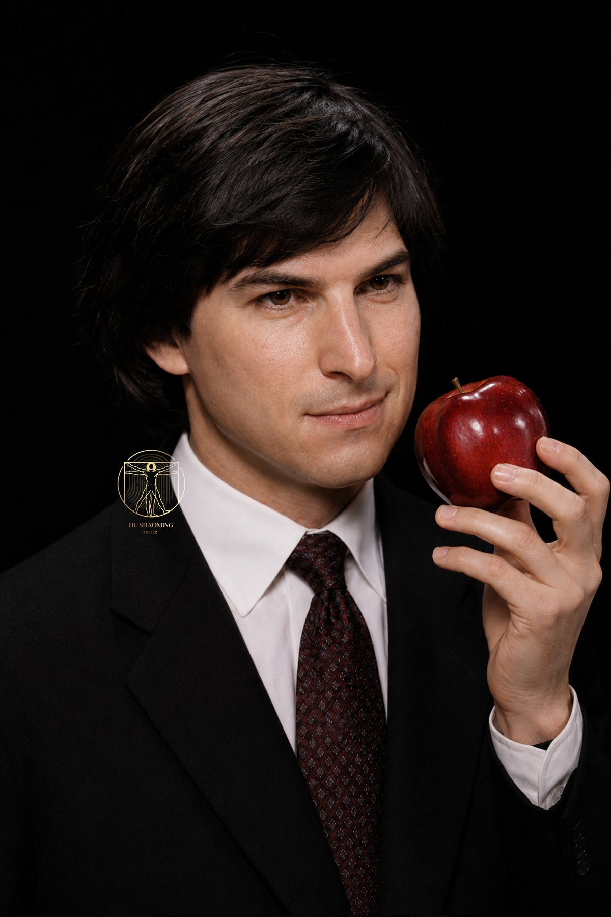 Detailed young Steve Jobs wax-style statue for museum exhibition and tech collectors