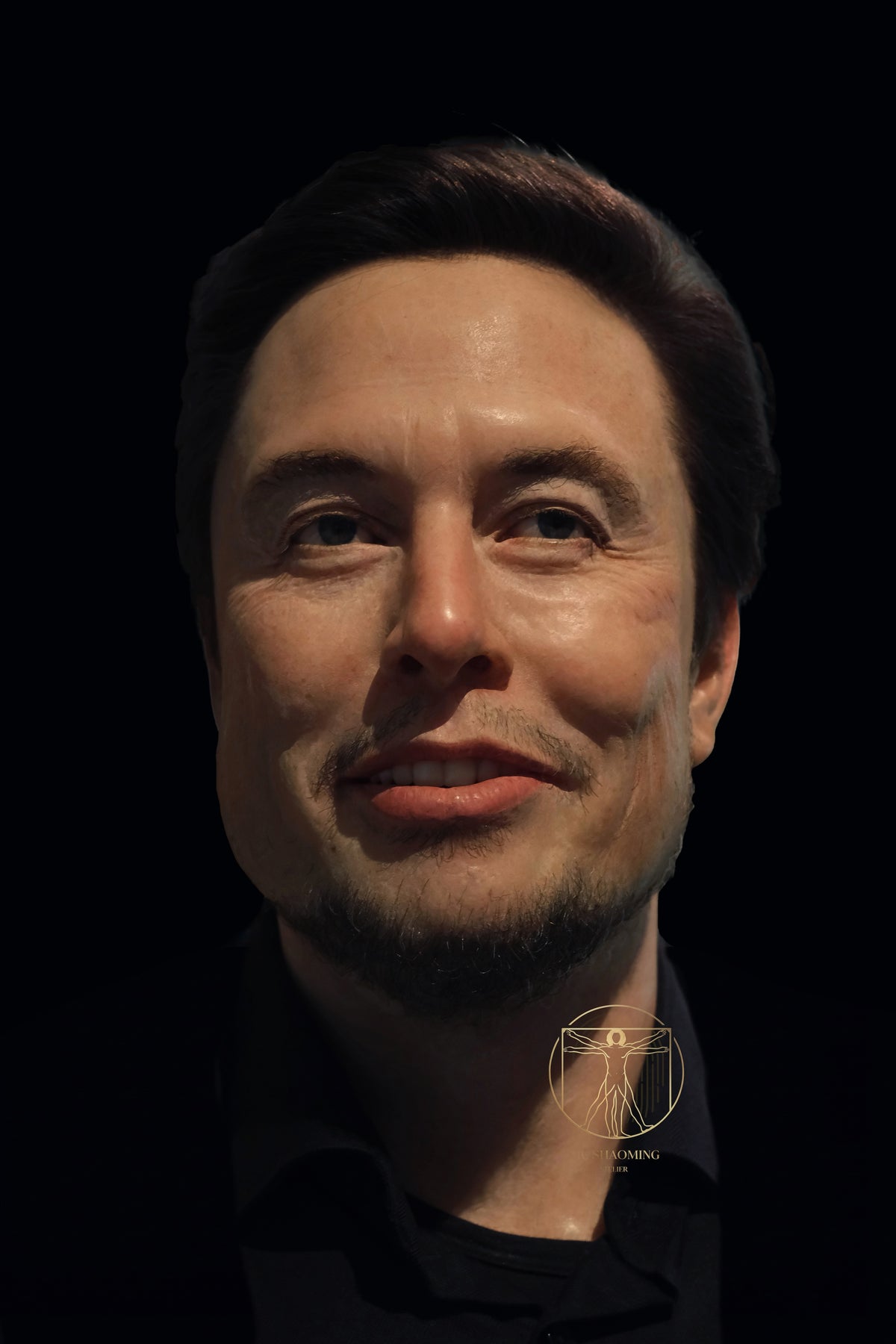 Custom Elon Musk lifelike silicone bust with manual hair and beard implantation