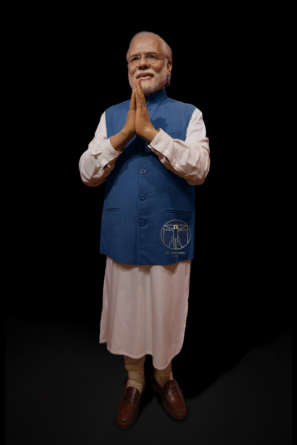 Life-size full body silicone statue of Narendra Modi in traditional Indian attire