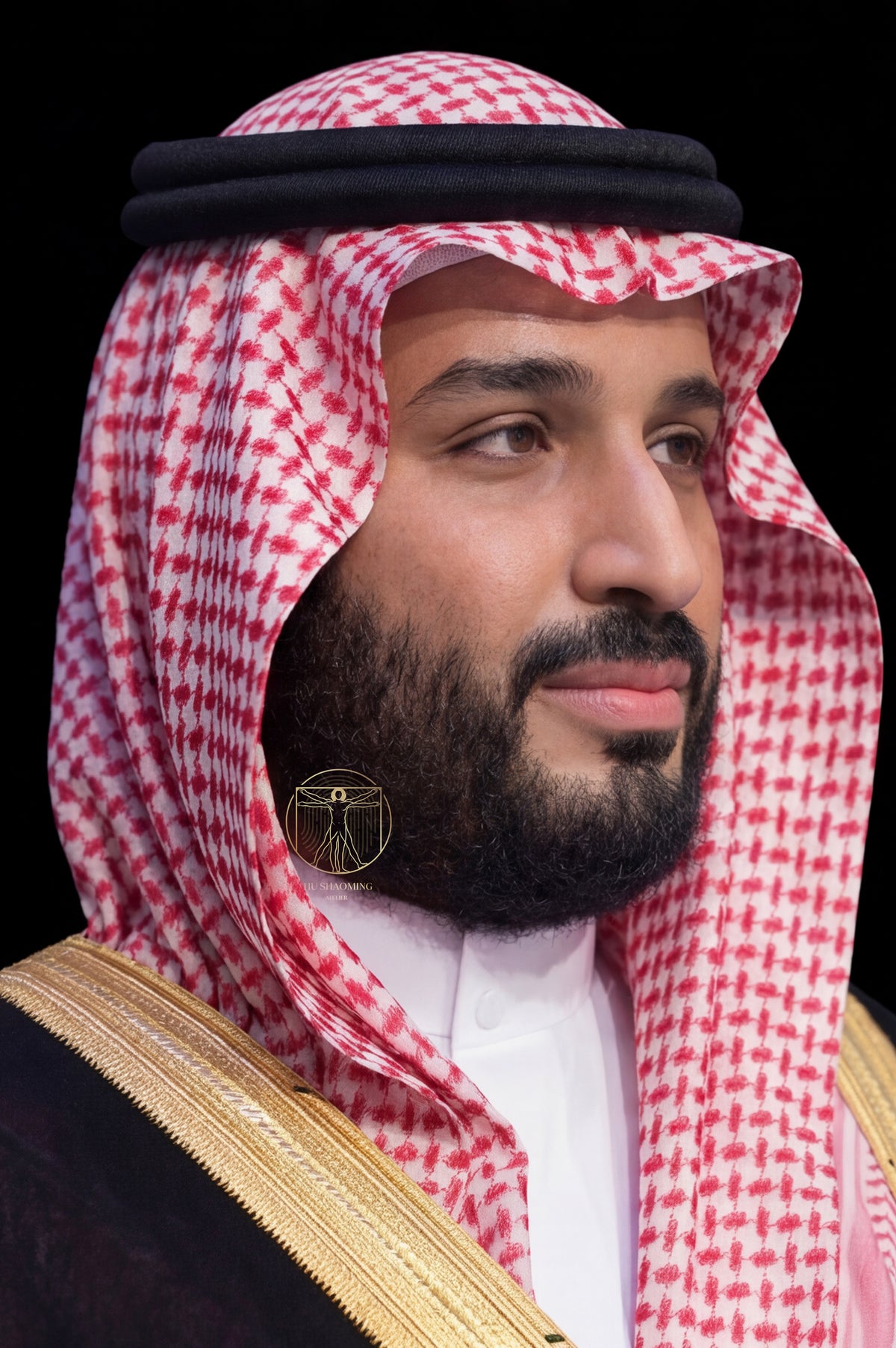 Realistic silicone bust of Muhammad bin Salman showcasing modern Saudi leadership for display