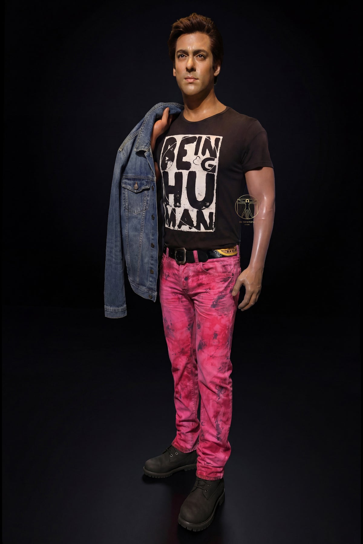 Full body life-size Salman Khan custom wax-style statue wearing Being Human T-shirt