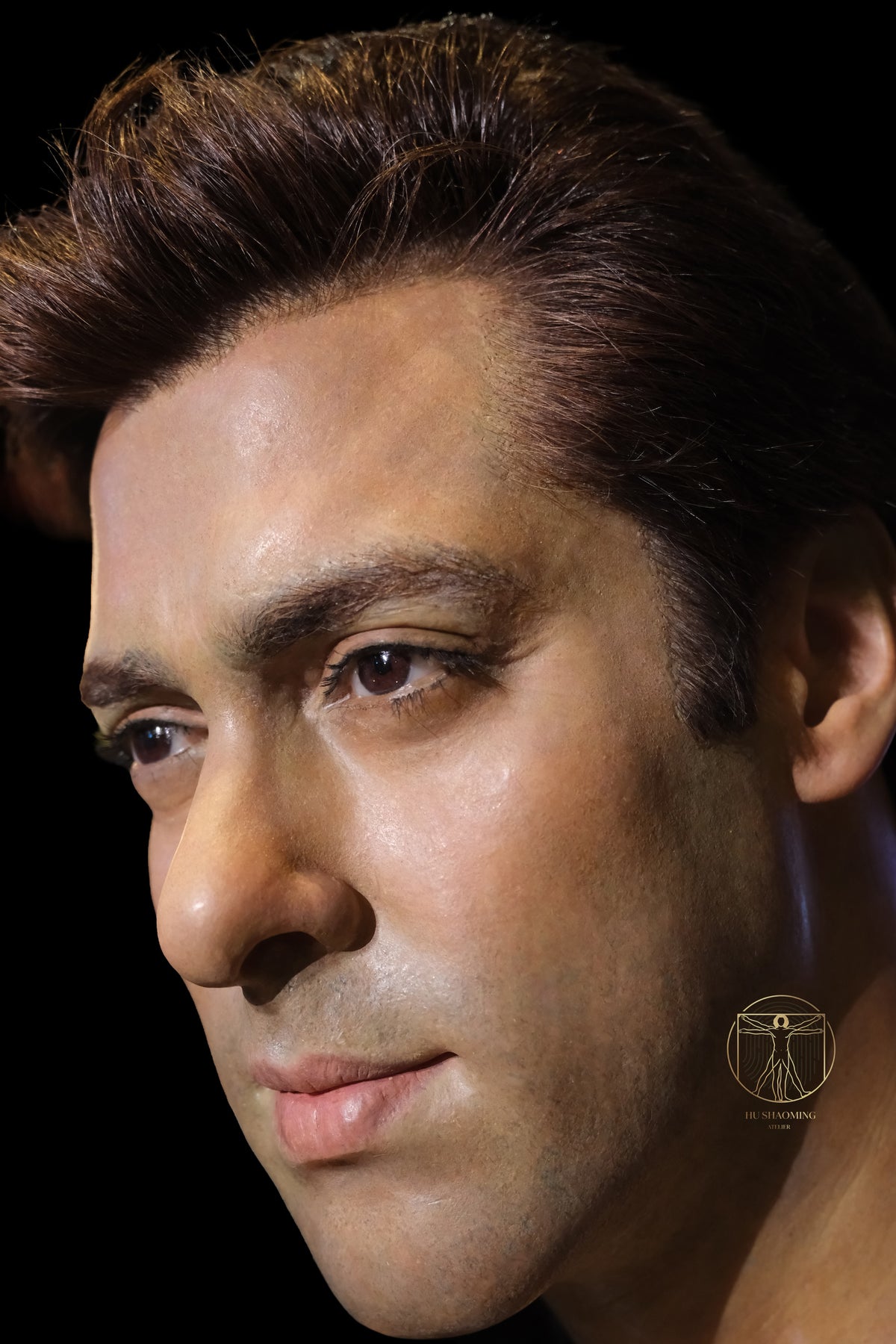 Custom lifelike silicone bust of celebrity Salman Khan highlighting authentic expressions